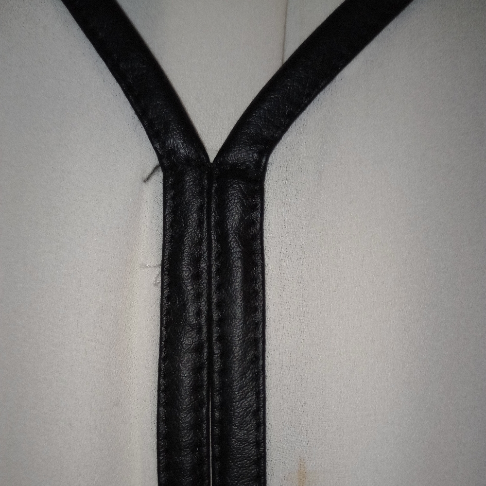 Lane Bryant short sleeve, faux leather trimmed top - Picture 3 of 4